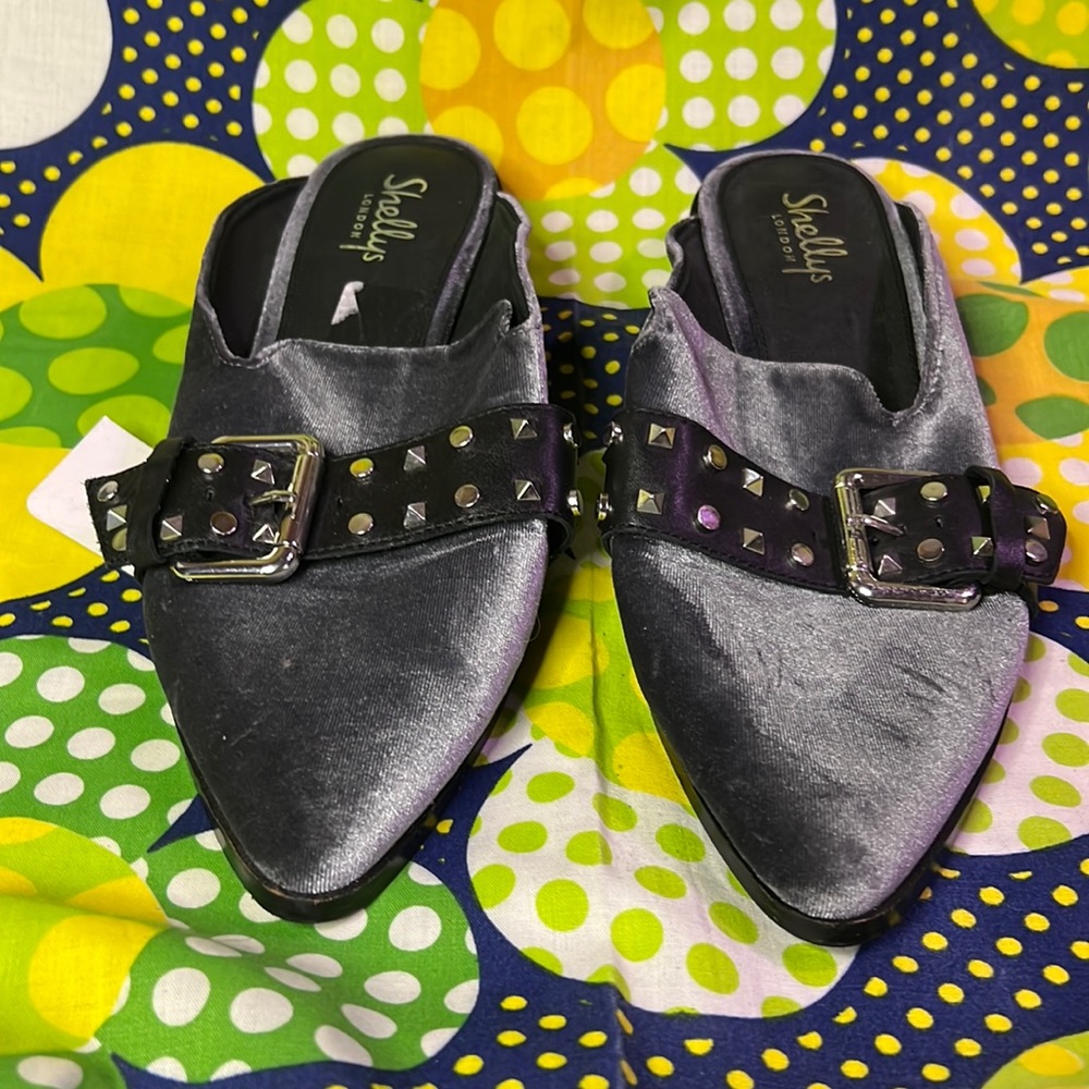 Shellys London Elon Velvet Studded Slip On Mules